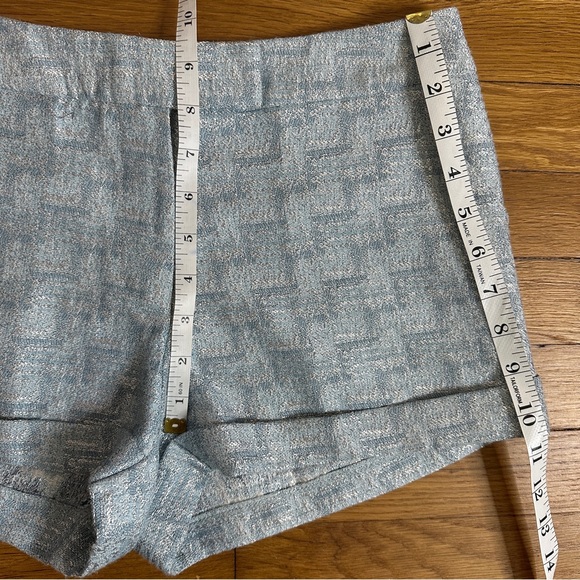 Romeo & Juliet Couture Blue and Silver Woven Tweed Shorts w/Pockets Small - Picture 4 of 8